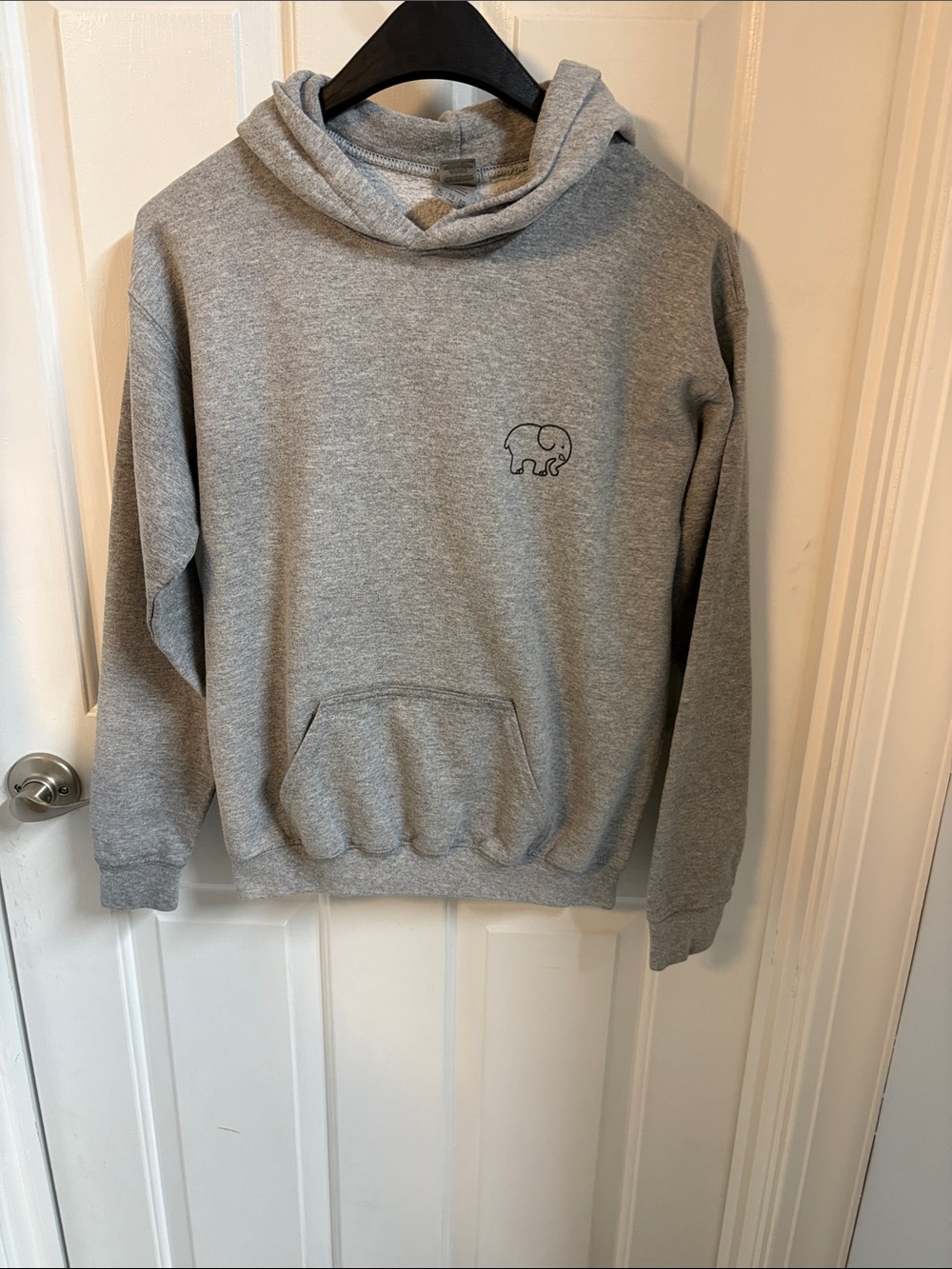 ivory ella Heather Gray Kids Hoodie with Elephant Logo
